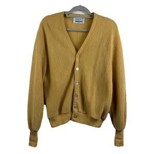 Vintage 60s USA Robert Bruce Arnold Palmer Alpaca Wool Cardigan Sweater Medium